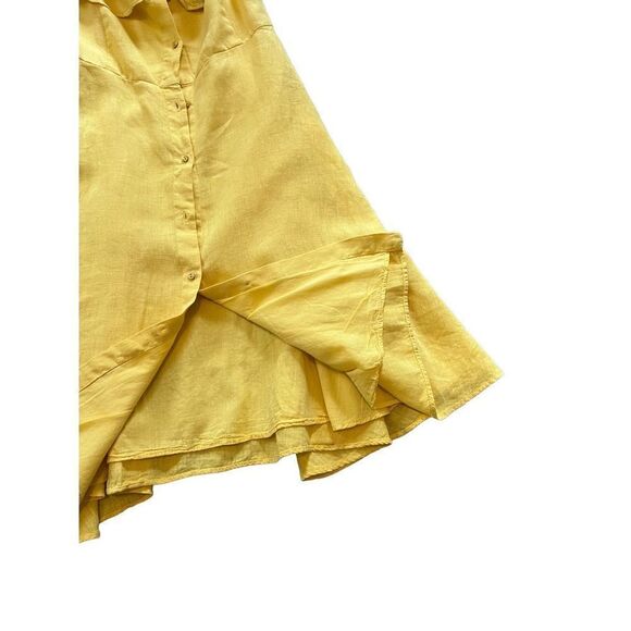 Zara Linen Yellow Off The Shoulder Dress Size XS - Picture 7 of 12